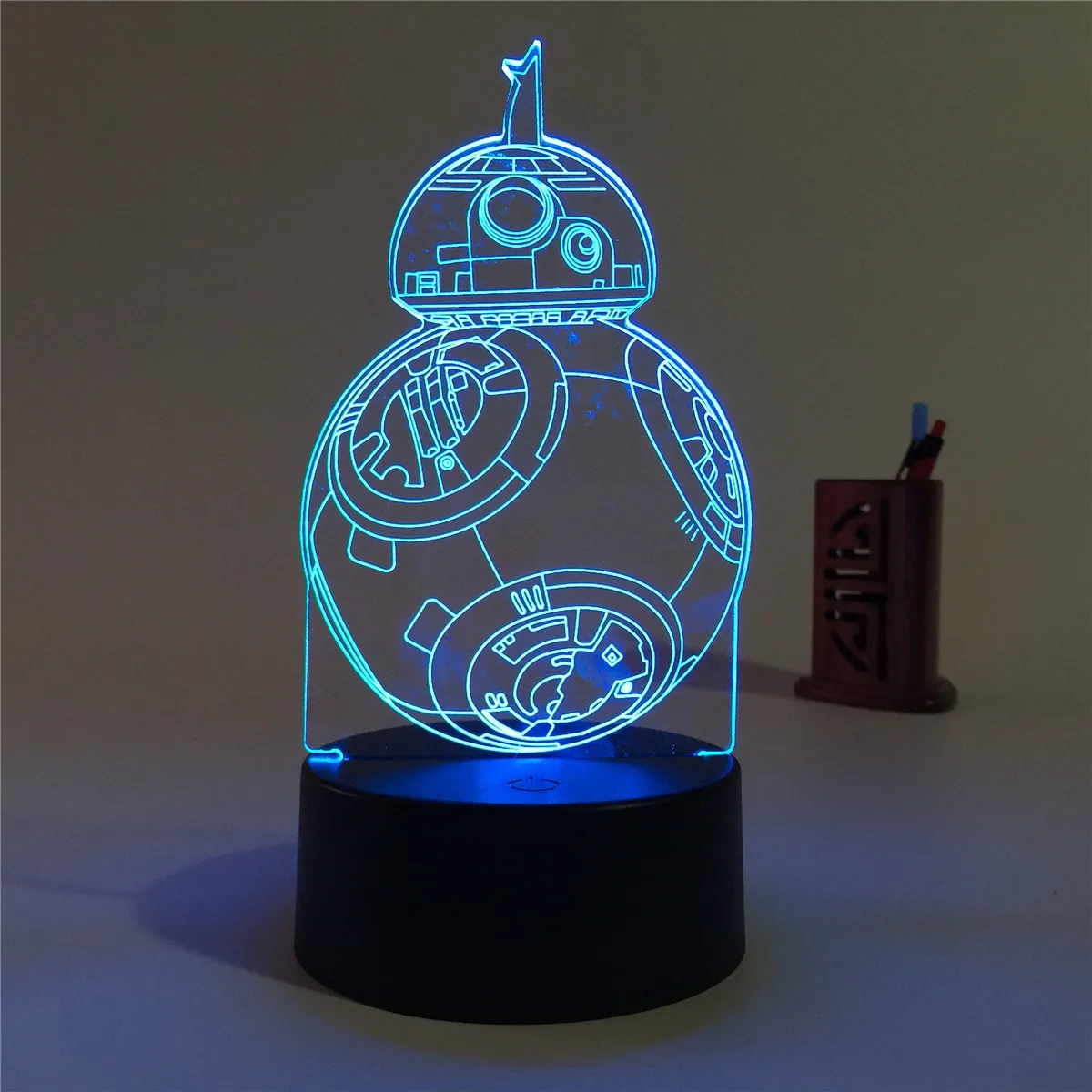 Amazon Hot Sale Night Light Marvel 3D Illusion Lamp Planet Wars Series BB-8 Robot LED Night Light For Kids