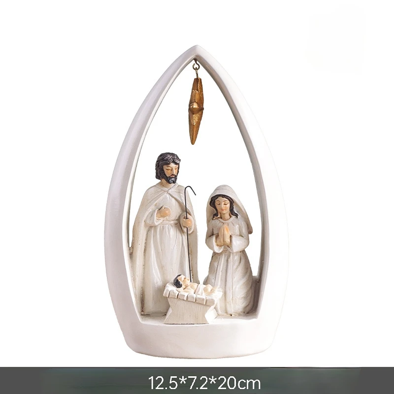 Creative Resin crafts Polyresin Religious Holy Family Jesus Birth Nativity Statue Home Living Room Tabletop Decoration