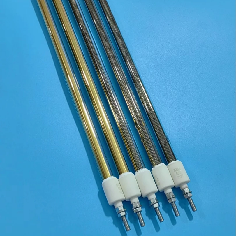 Manufacturer wholesale high power medium wave twin tube infrared halogen heating lamp for laminated glass curing