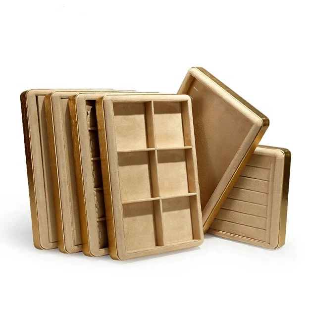 VANLOCY Factory Wholesale Spot Jewelry Display Suede Necklace Earrings Bracelet Ring Display Jewelry Tray Ring Stand