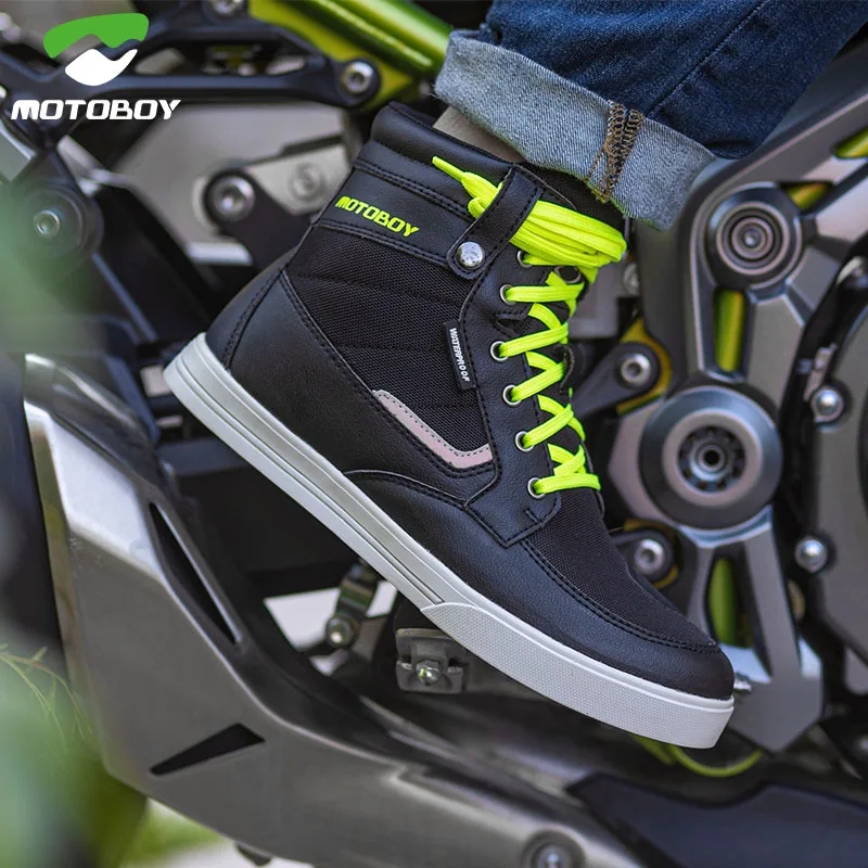 Ботинки MOTOBOY мужские для езды на мотоцикле, Нескользящие, всесезонные, снаряжение рыцаря, гоночная обувь, повседневные
