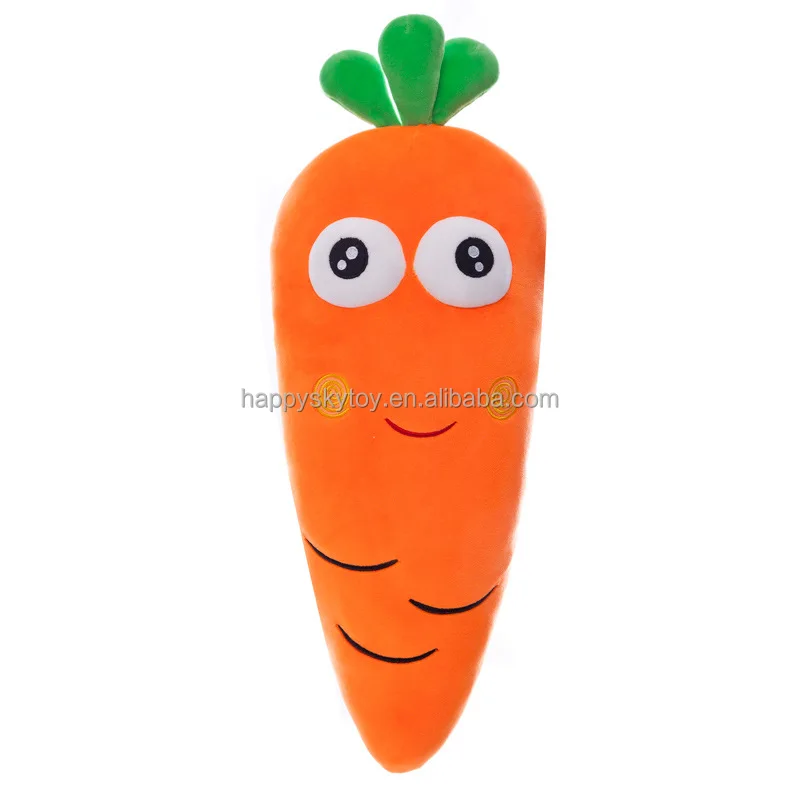 Cute Fruit Big Eyes Carrot Plush Toy Large Super Soft Clamp Leg Bed Pillow Girls Gift with Zipper Plush Pillow