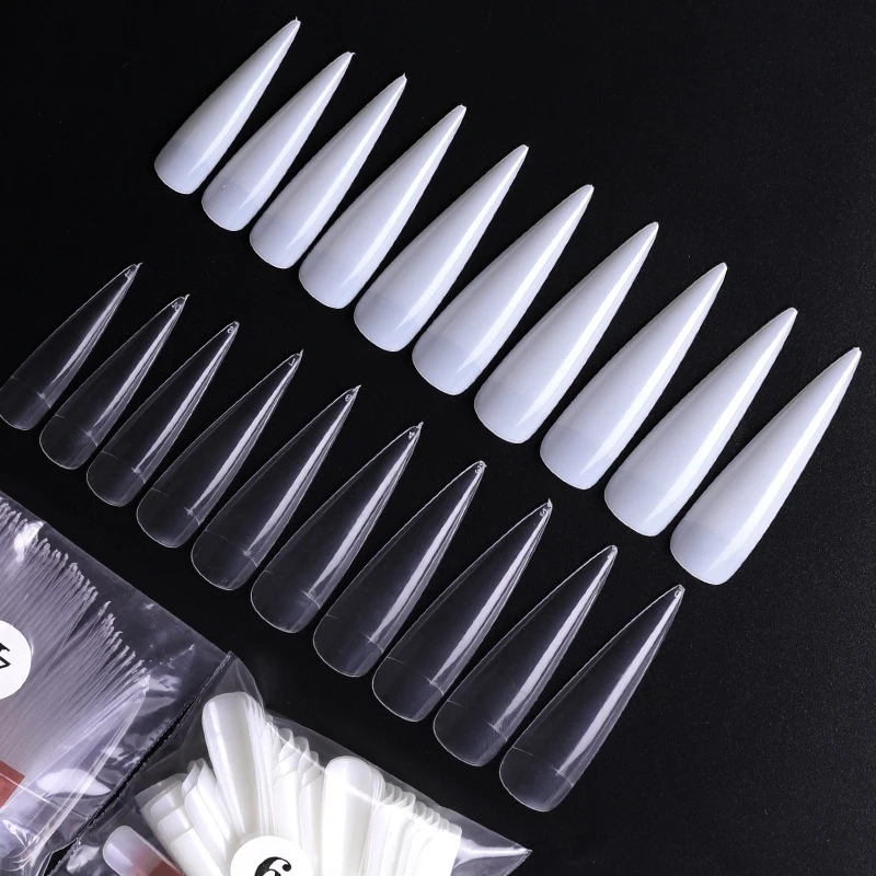 500pcs Natural Stiletto Gel False Art Long Sharp Artificial Finger Nails Tips