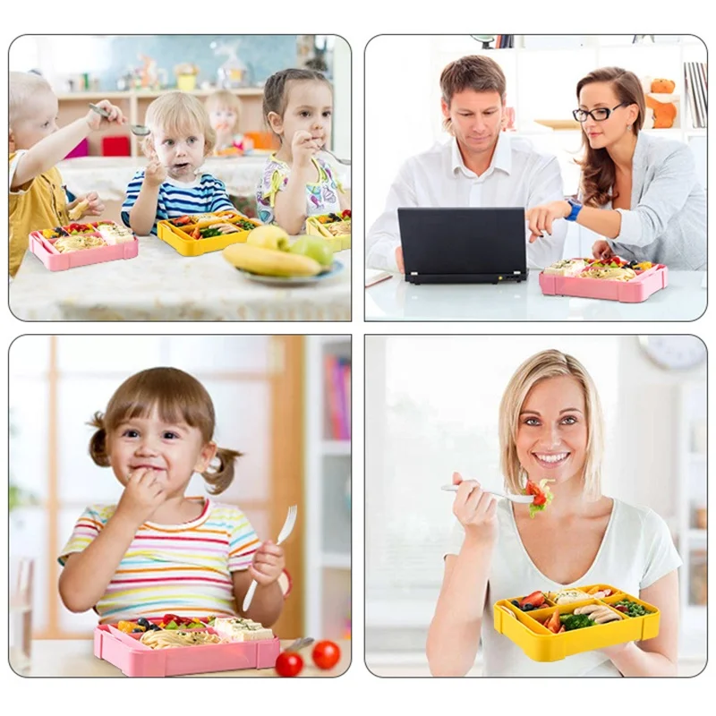 BPA Free Leak-Proof Bento Box for Adult Kids Durable Microwave Safe On-the-go Plastic Lunch Box