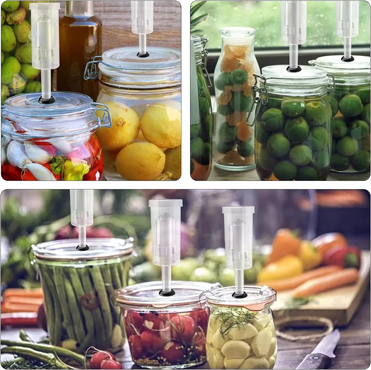 3-Piece Airlock Fermentation Airlock Kit with Mason Jar Grommet & Carboy Jug Bottle Bucket #6 Drilled Silicone Stopper, Home Br