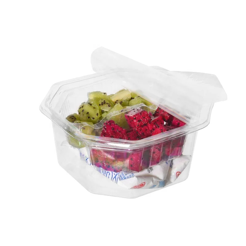 Lesui new design recycled PET RPET disposable plastic food packaging pastry serving salad box with 2 compartment