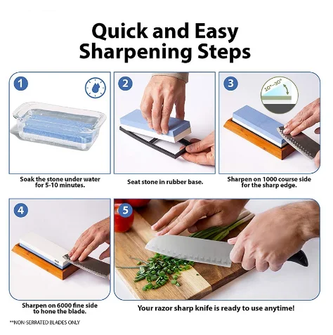 Knife Sharpener Stone Dual Side Whetstone Professional Kitchen Sharpening Grinder Oilstone Honing Set