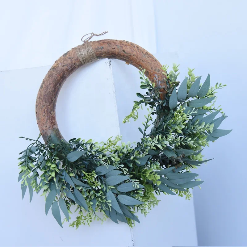 Wholesale Artificial Willow Leave Garland Decorative Front Door Christmas Wreath for Home Farmhouse Decoration