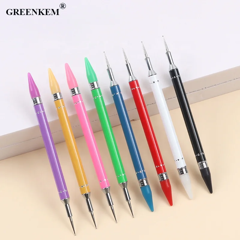 8 Colors Wholesale Hot Pick up Pen Wax Rhinestones Picker Diamond Painting Pen Nail Art Brush Nail Dotting Wax Pen