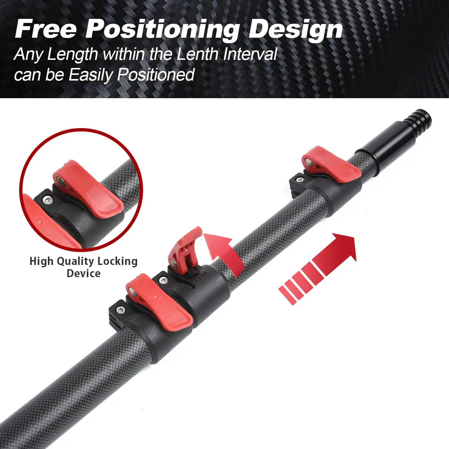 Universal Threaded Head Carbon Fiber Lightweight Sturdy Telescoping Pole for Cleaning Paint Telescoping Extension Pole