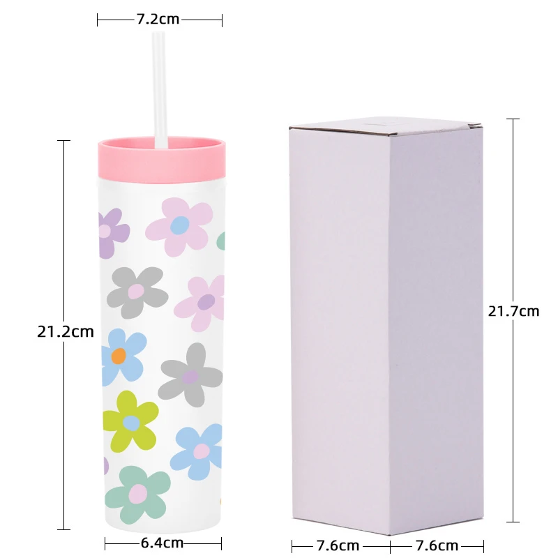 Fancy Cute Creative fashion Designed Pattern Double Wall Acrylic BPA-free Water Bottle Tumbler With Reusable Straw For Kids Home
