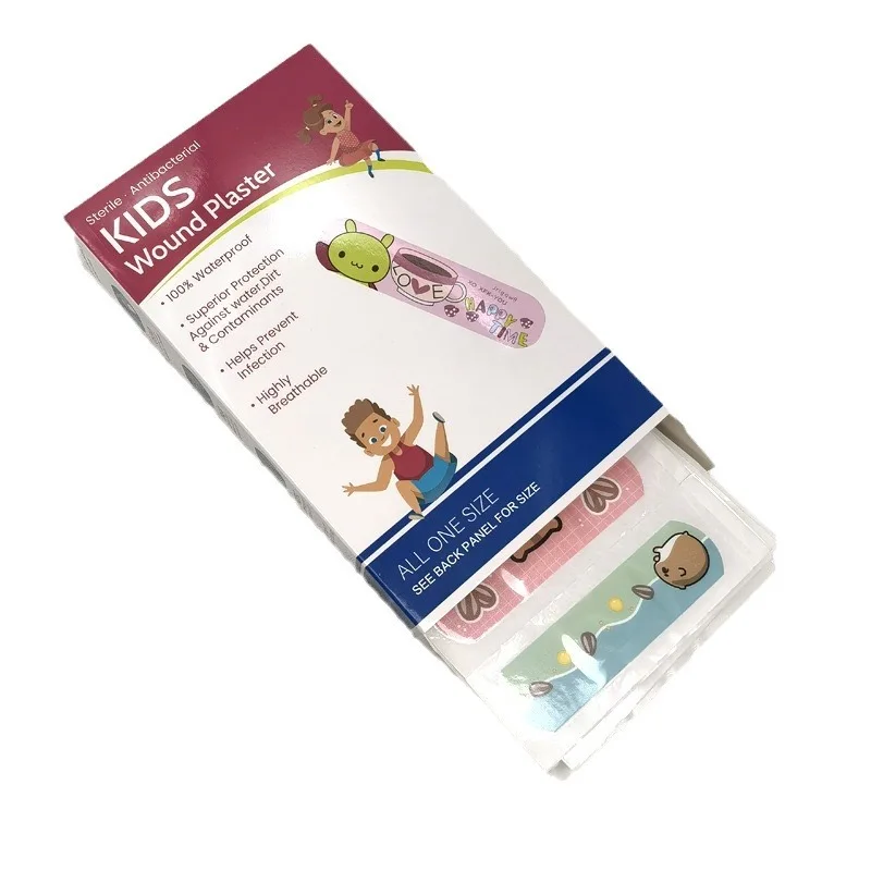 Free Samples 100PCS/Box Kid Custom Logo Band Aid Wound Bandage Different Shape Bandaid First Aid Band Aid For Kids