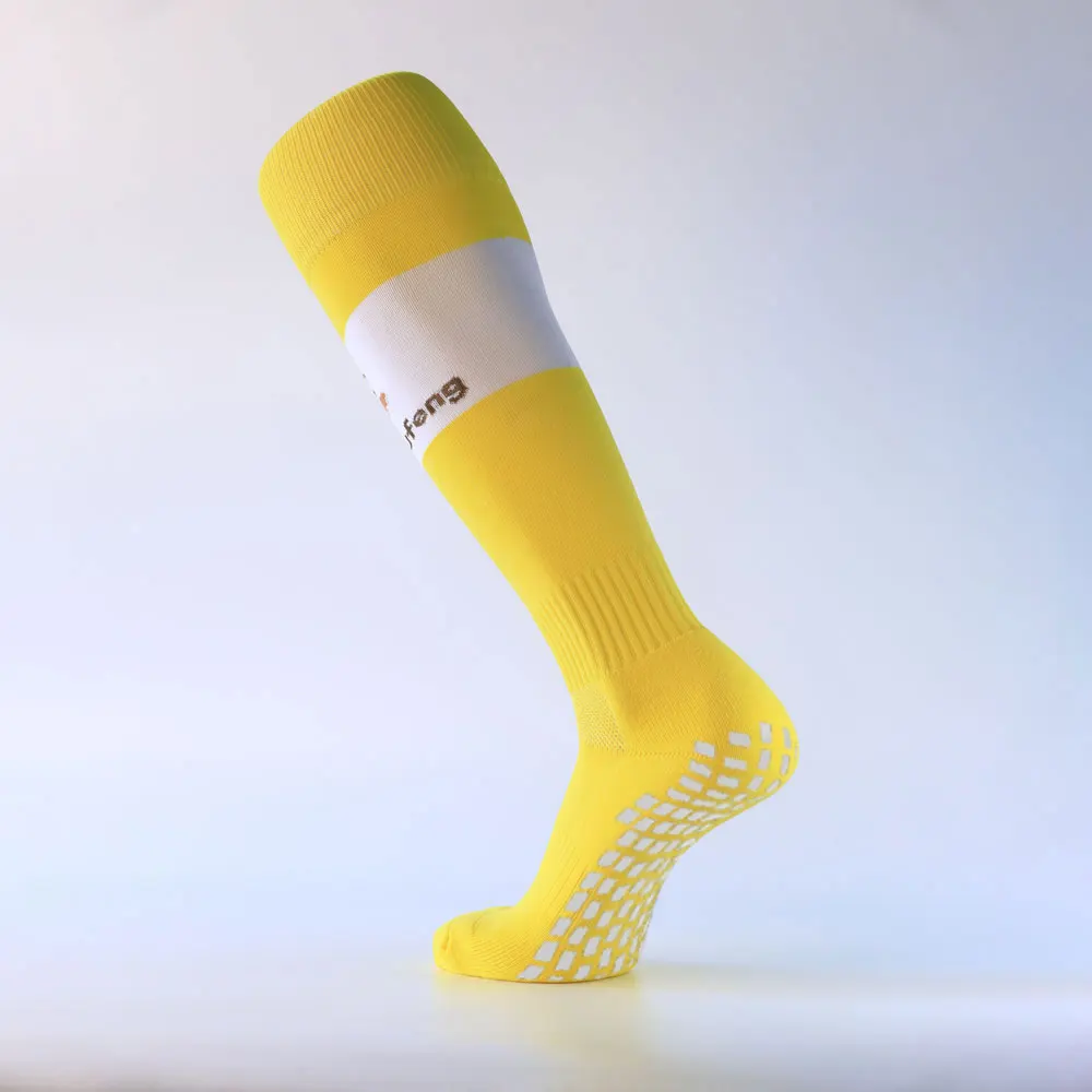 HappyZufeng pure yellow performance pre cut grip football soccer for socks football boots what grip socks do footballers wear