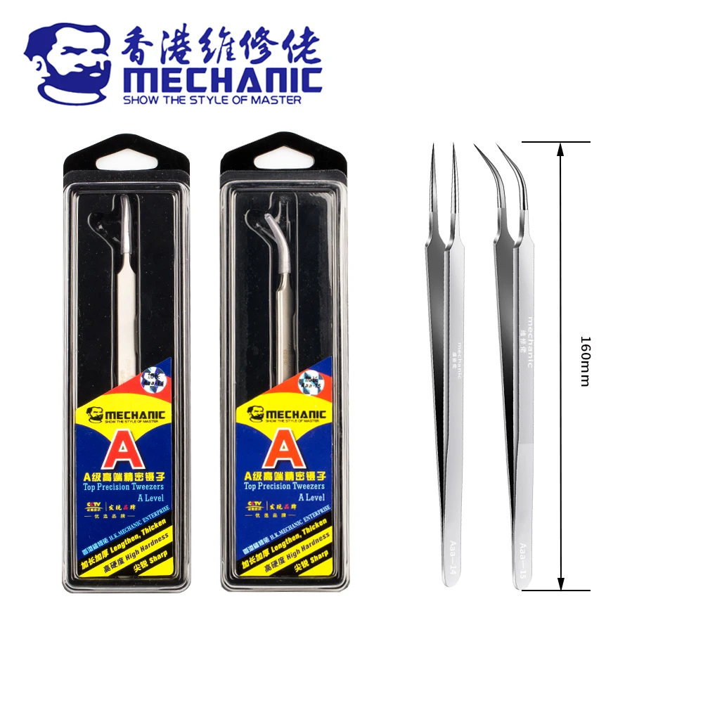 MECHANIC A-14 Stainless Steel Ultra Fine High Hardness Tenacity Durable Tweezers For SMD PCB BGA Motherboard Micro Repair Tool