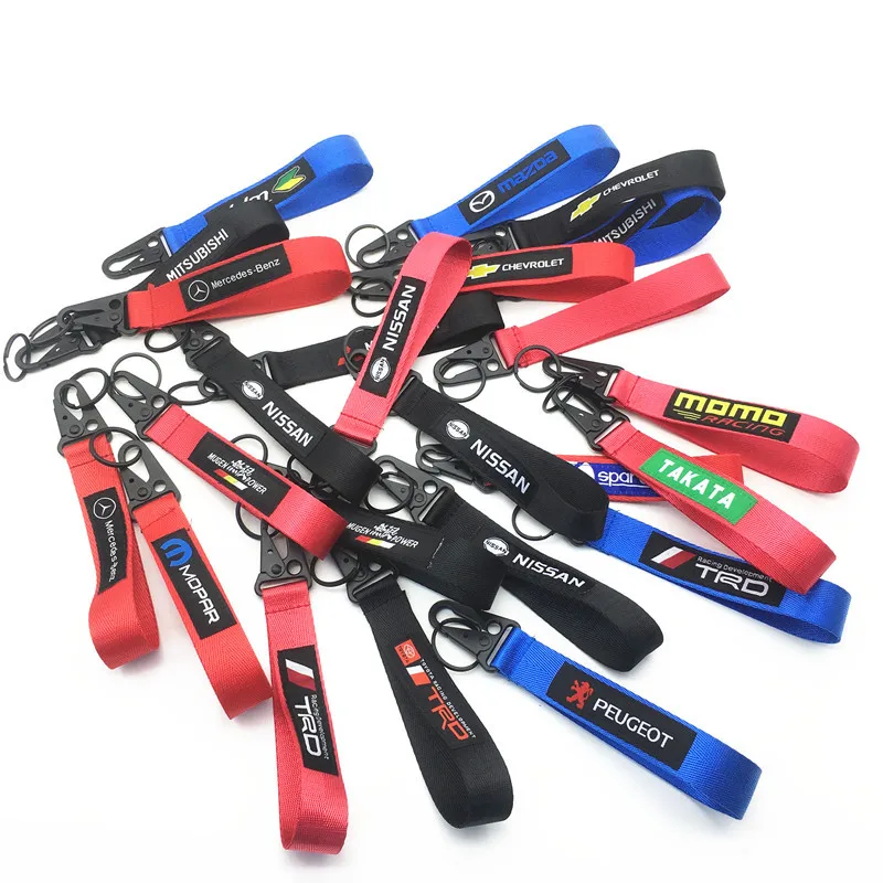 Lanyards Car Logo Airplane Tag Key Ring Custom JDM Style Key Tags Racing Car Fabric Strap Polyester Lanyard Keychain Llavero