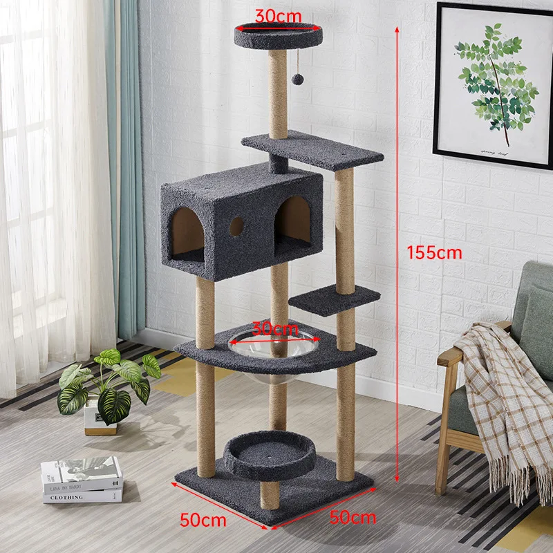 Manufacturer wholesale Custom Luxury Large Cat Tree Tower Cat Scratching Post Climbing Frame Tree  For Kitten Playing Cat Toy