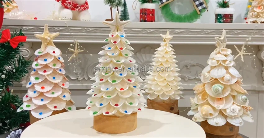 Ocean Beach Party Birthday Gift Handmade Mini White Sea Star Sea Conch Sea Shell Christmas Tree