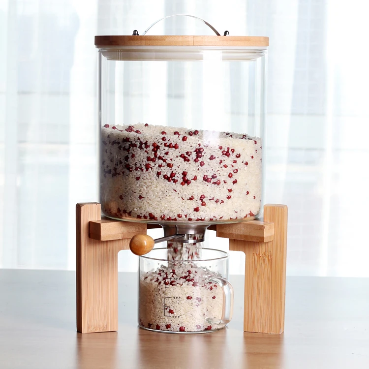 Rice Grain Large Glass Storage Jar Bulk Dry Food Rice Nuts Glass Coffee Bean Dispenser