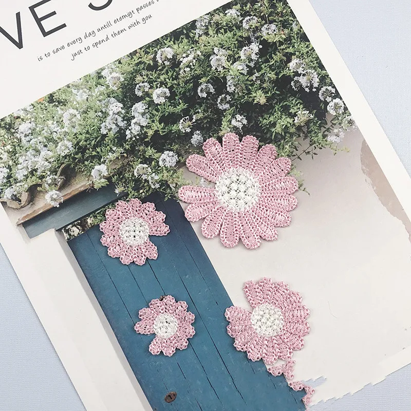 fashion 4.5cm daisy flower embroidered applique sunflower patches accessories for hair ornament,  child garment JCFL008