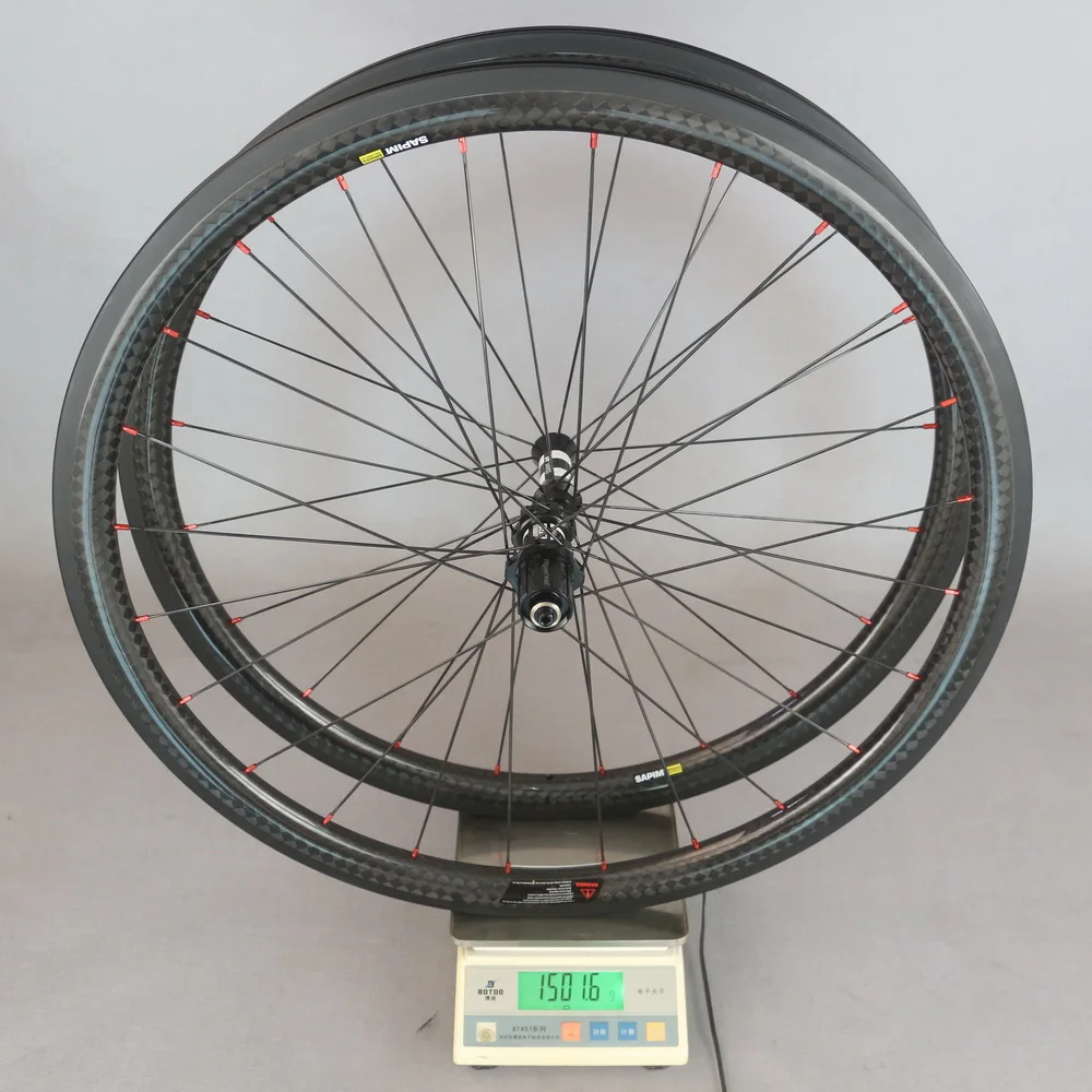 Rim Brake 11-Speed Road Bicycle Wheels 38*25mm Tubeless 12K Glossy With DT350 hub Brake Surface Red External Nipples