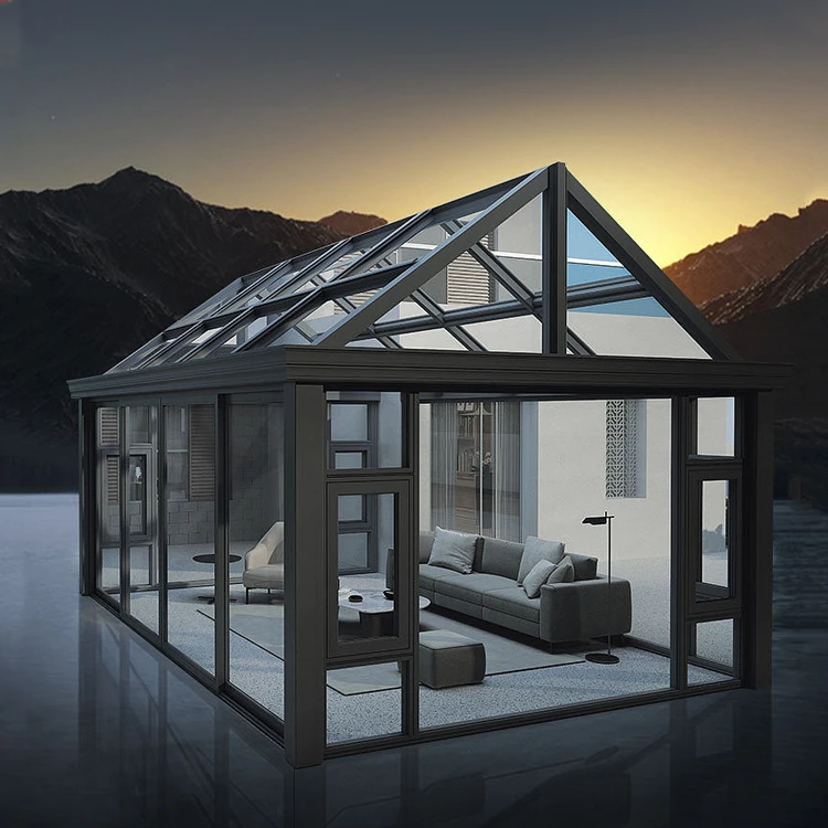 China wholesale double glass sun room greenhouse solarium aluminium sunroom garden veranda sunrooms glass houses Glass Roof
