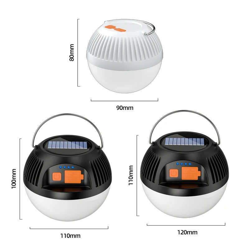 110*120 led camping light usb build-in battery 18650 type c charging ball shape outdoor magic cool camping lights