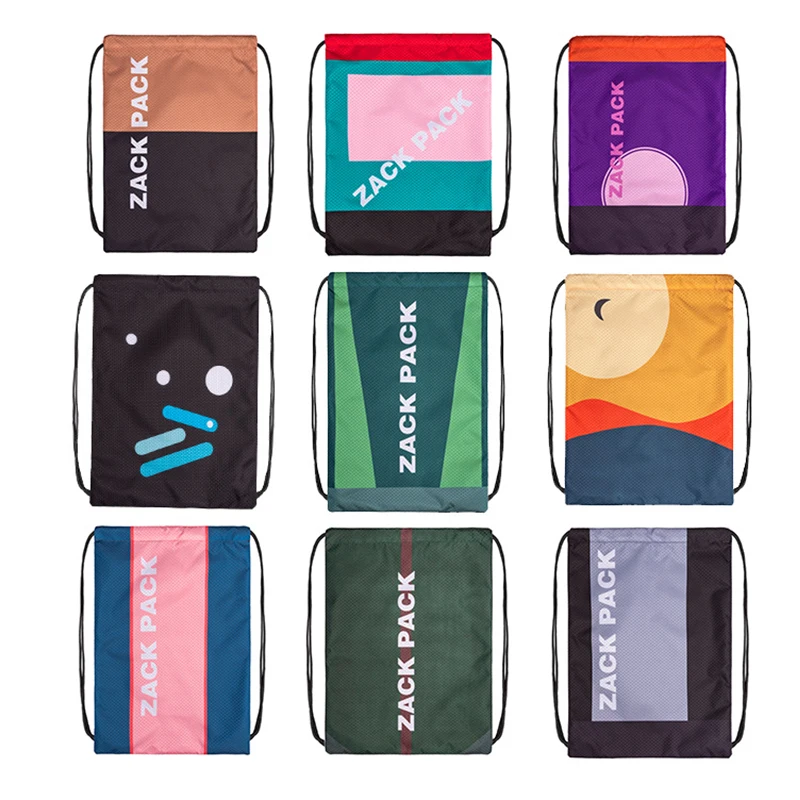 [YIB] High Quality Polyester Draw String Custom Sports Backpack Gym Bag Waterproof Logo Promotional Fitness Drawstring Bags