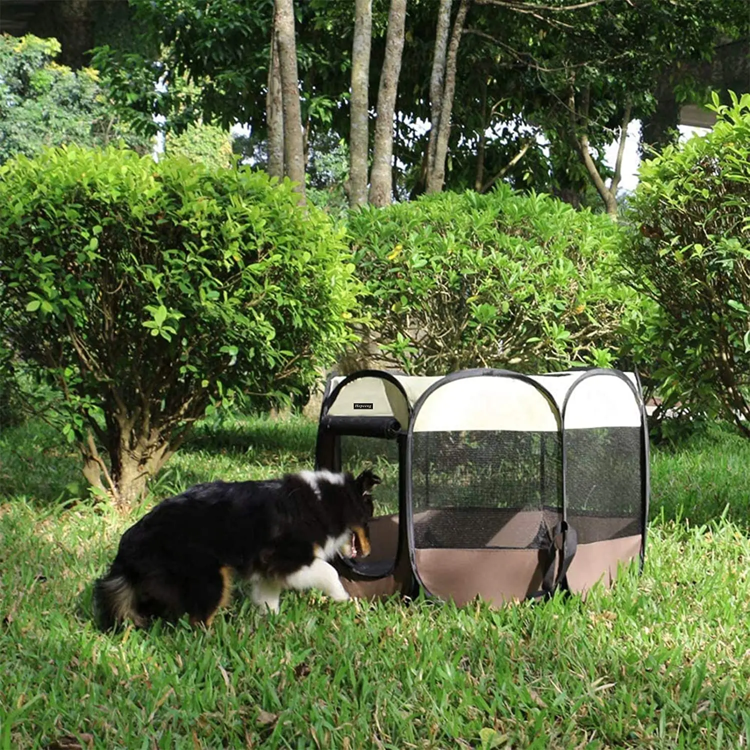 Wholesale Custom Logo Portable Foldable Removable Mesh Shade Cover Pet Playpen with Zippered Top Dog Playpen