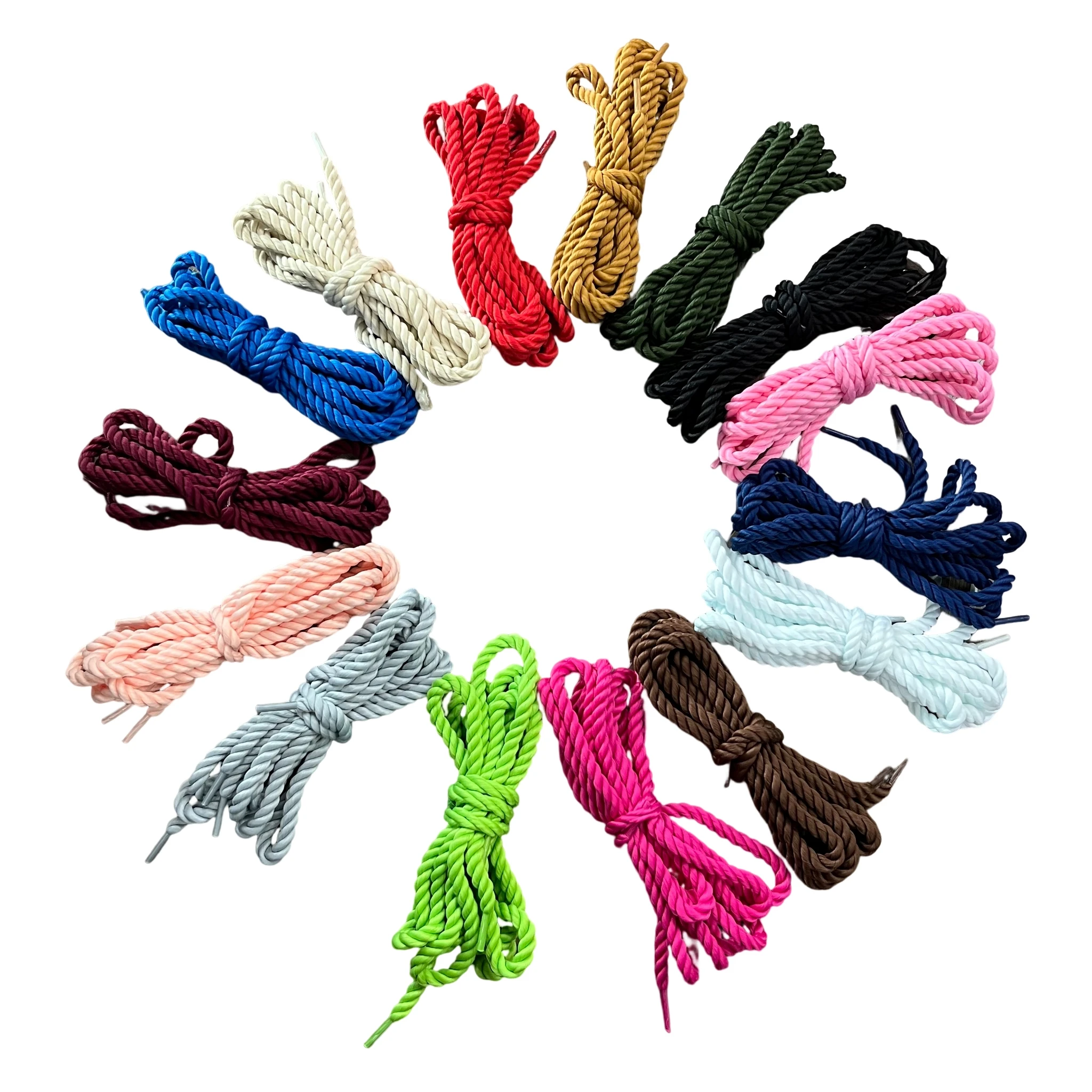7mm Colored Chunky Rope 100% Nature 1.4m Thick Cotton Braid Three Strands Shoelace Macrame Decorative Sneaker for Shoes