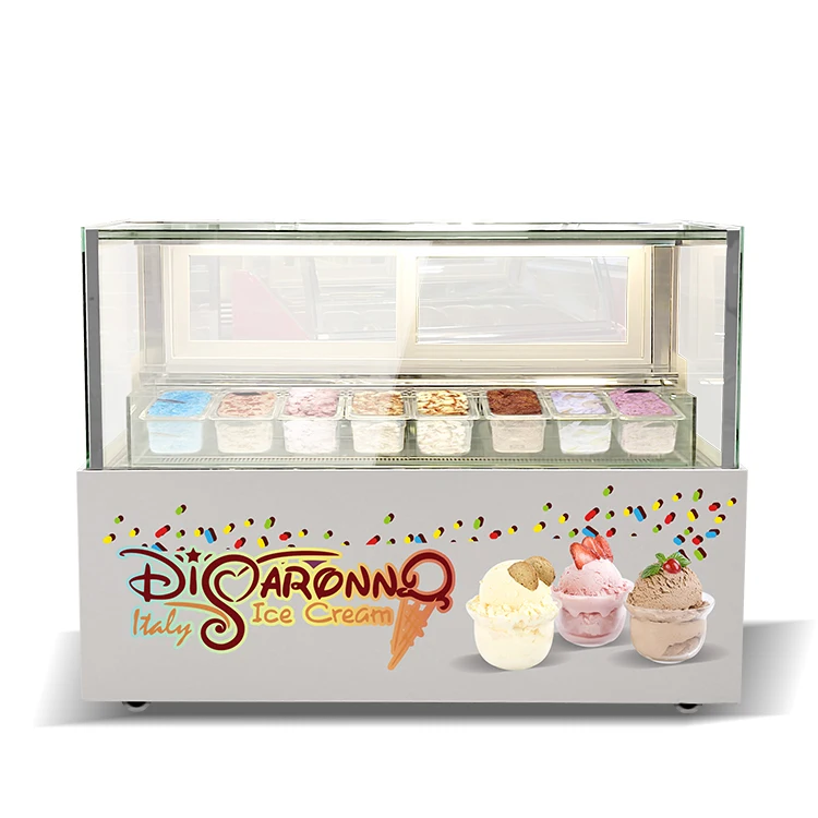 Yourtime 6 Pan commercial refrigeration small counter top gelato ice cream display freezer showcase