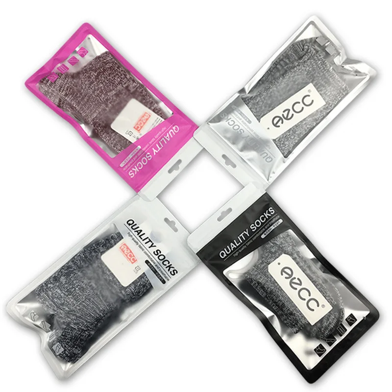 One side Clear half transparent frosted packing zipper lock sock packaging bag