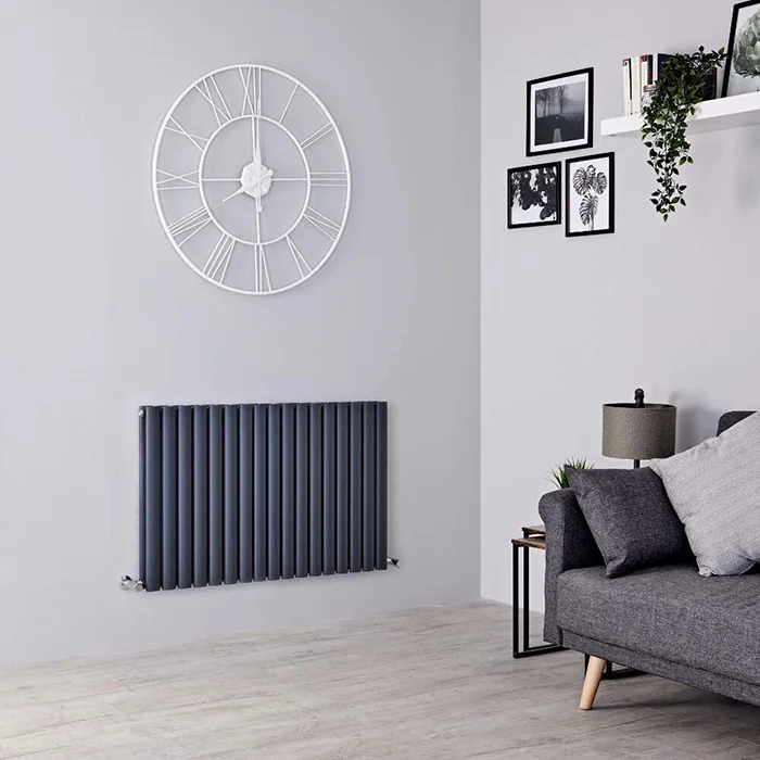 Anthracite Horizontal Oval Tube Radiator Hot Water Heated Radiator for Central Heating in Bathrooms for Home Use