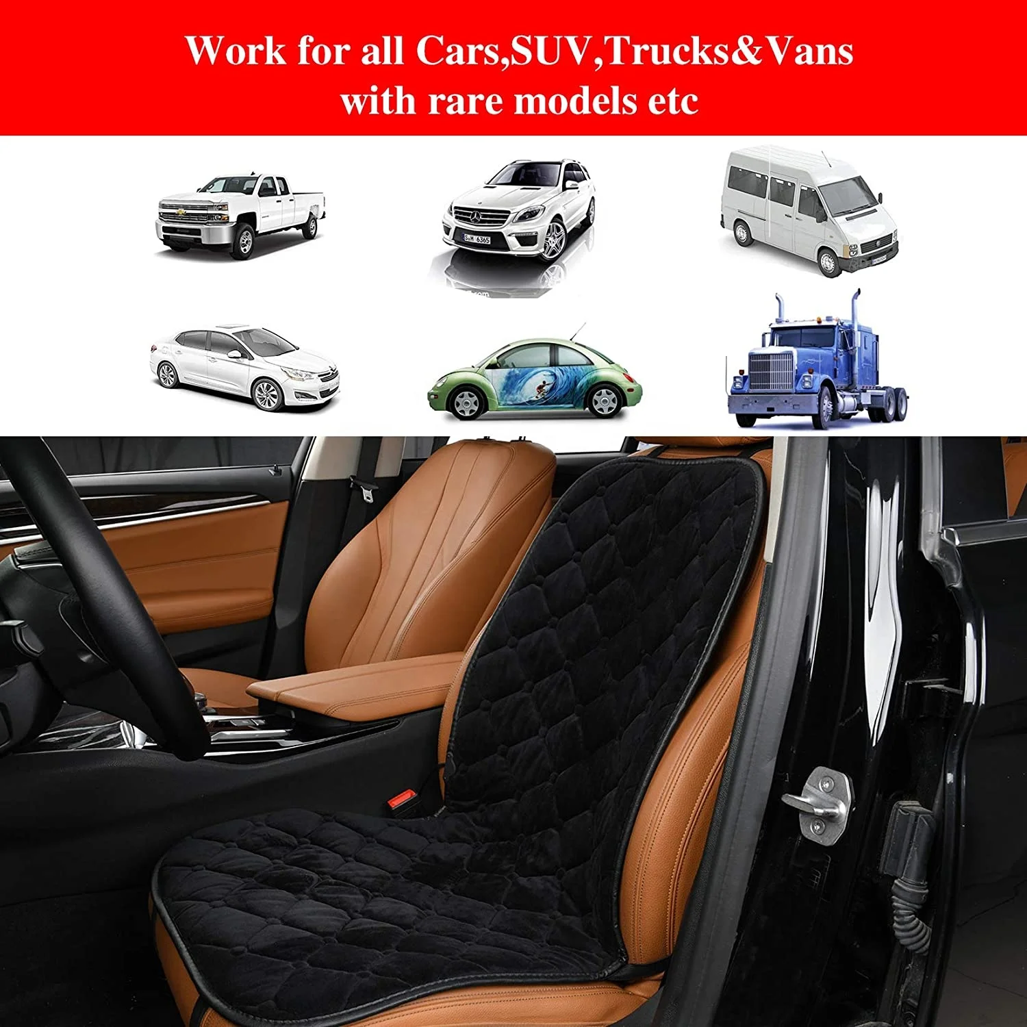 12V Car Driver Seat Cushion Plush Car Heating Cushion Warm Car Cushion Set