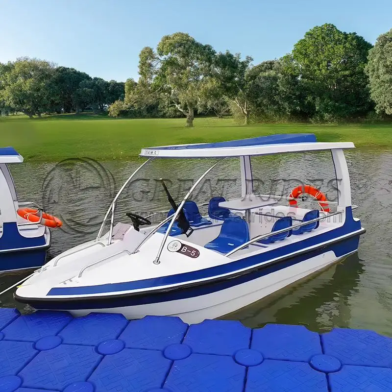 2023 New Design Fiberglass Water Boat Without Motor 8 Person Luxury Electric  Boat  For Sale