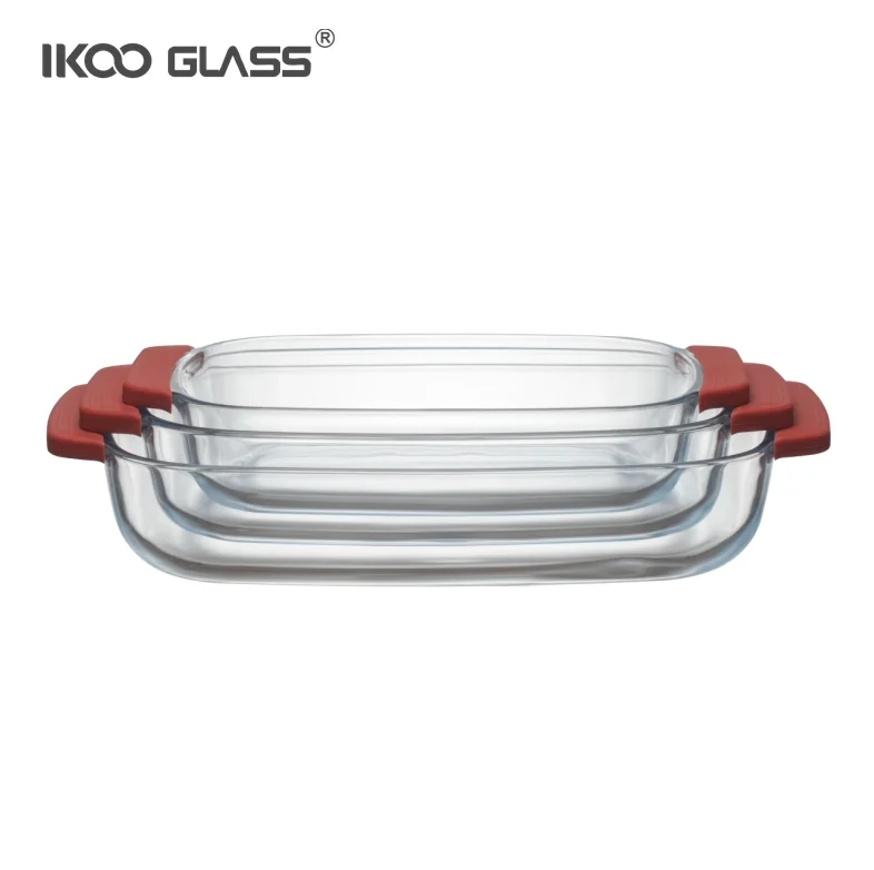 IKOO Прямоугольные Стеклянные Формы для выпечки с ручками приготовления пищи
