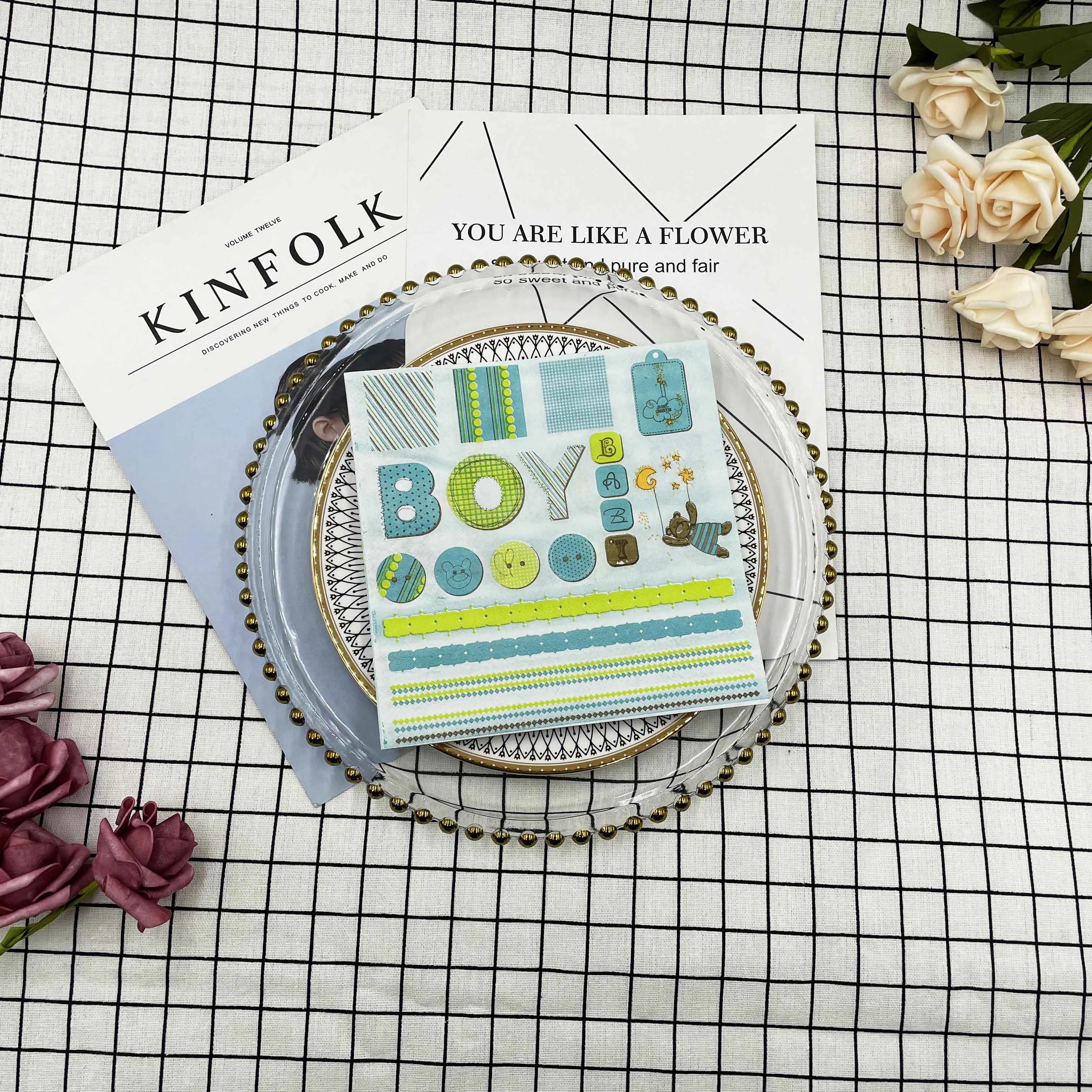 Boy Or Girl Paper Napkins Handkerchief Disposable Gender Reveal Happy Birthday Theme Paper