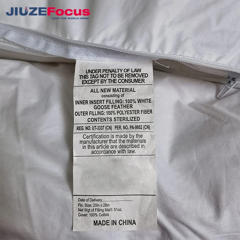 Feather Pillows Queen Size Natural White Goose Down Pillows for Sleeping Adjustable Cotton Down Shell Breathable Luxury