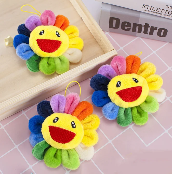 wholesale cheap New arrival keychain toy lovely colorful soft sunflower plush toy