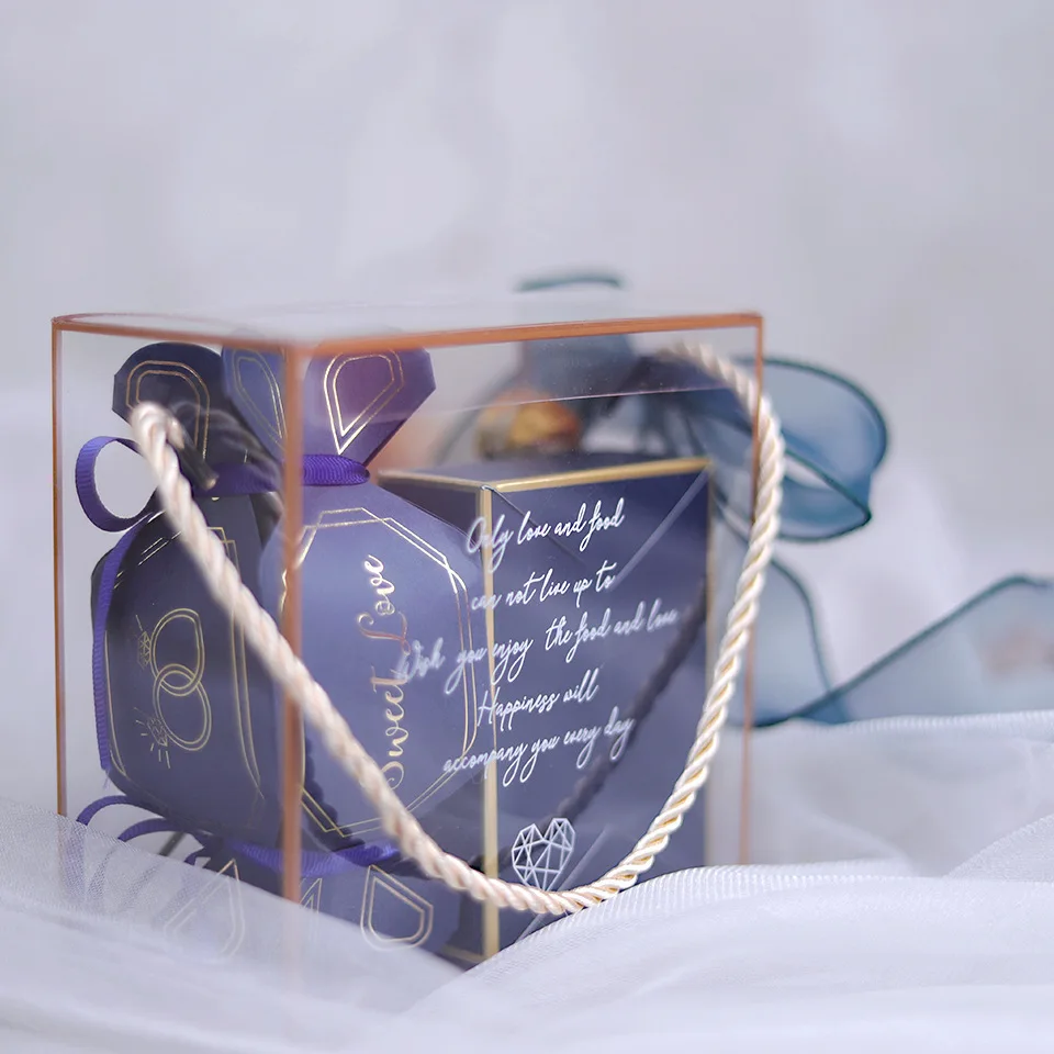 Transparent Gift Packaging Candy Plastic Custom Sweet Invitation Wedding Candy Box
