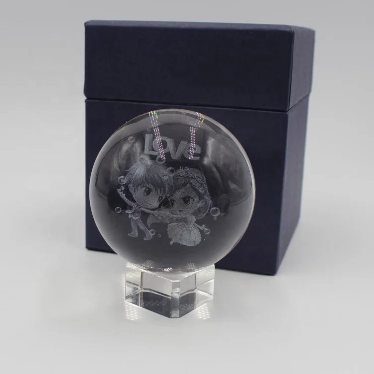 etched 50mm 80mm 100 mm k9 engraved laser crystal 3d ball for crystal gift