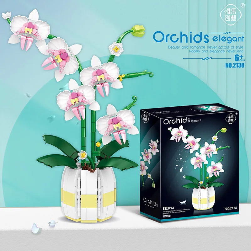 DIY Beautiful Flower Orchids Building Blocks MOC Educational Toy Brinquedos Plant Kids Bricks Children Gifts Girl Present YZ