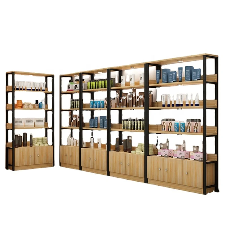 Customized Wood And Store Pharmacy Shelf Supermarket Rack Gondola Shelving Durable Wooden