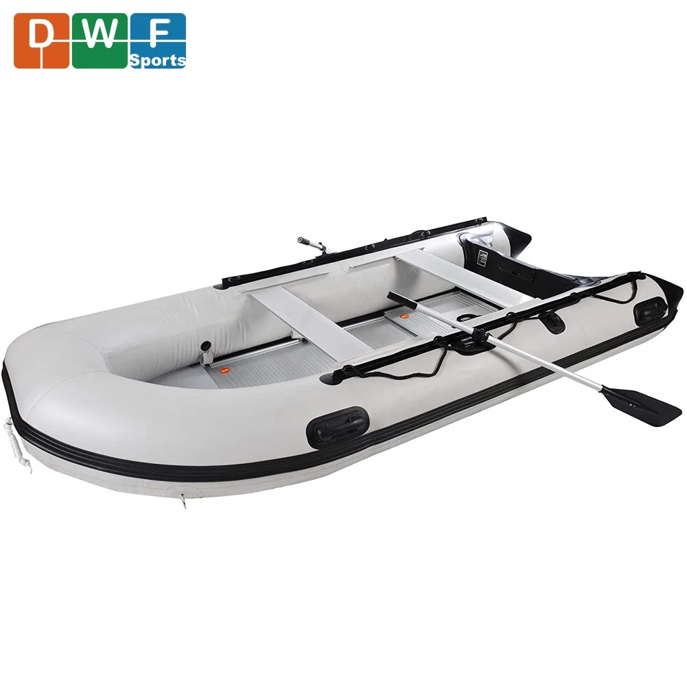 EN/CE China Manufacture folding PVC pontoon aluminum floor inflatable fishing boat with electric motor