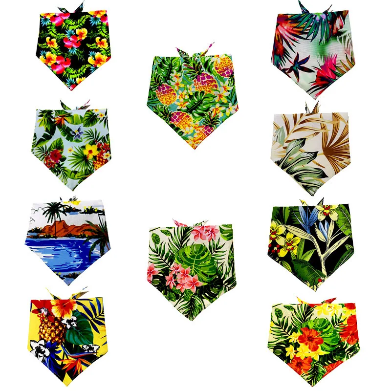 Hot Pet Dog Bandanas Apparel Accessories Cotton Small Medium Big Leisure Hawaiian Pet Dog Scarf Bandana for Dogs