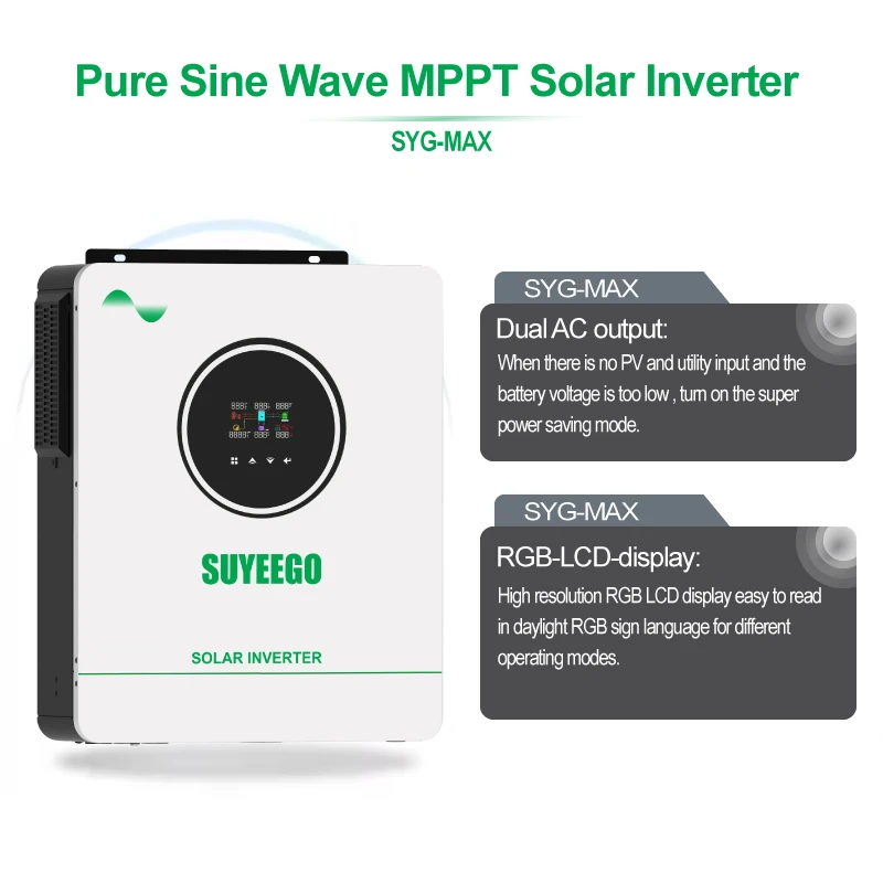 SUYEEGO 4kw Dual Output Off Grid Solar Inverter 24v Pure Sine Wave Hybrid Solar Inverter with Mppt Controller