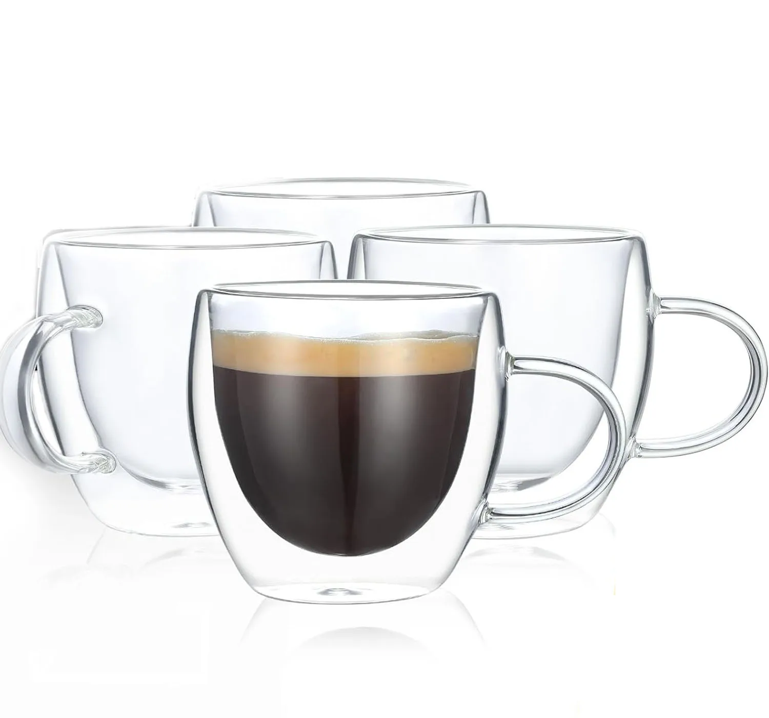 Espresso Cups Set Of 4 Double Wall 5OZ Hand Blown Espresso Shots Glass Espresso Coffee Mugs In Gift Box