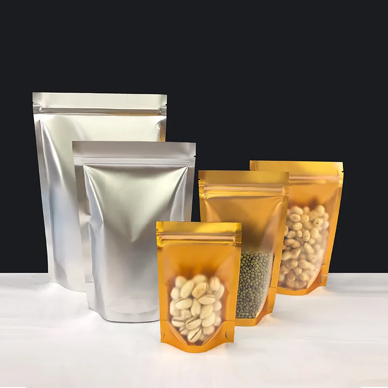 single-sided transparent yin and yang aluminum foil polyester film printing bag self-supporting ziplock packaging bag
