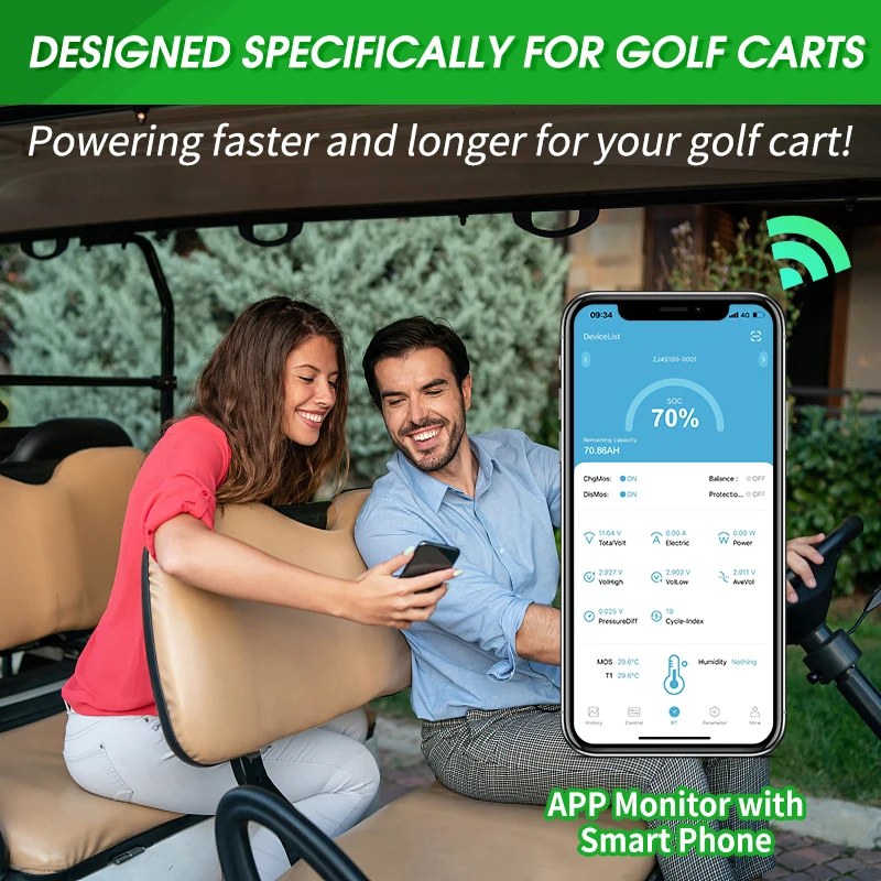 EU Stock golf cart lithium battery 48v 105ah 72v golf cart battery 36v lifepo battery charger for golf cart with bluetooth