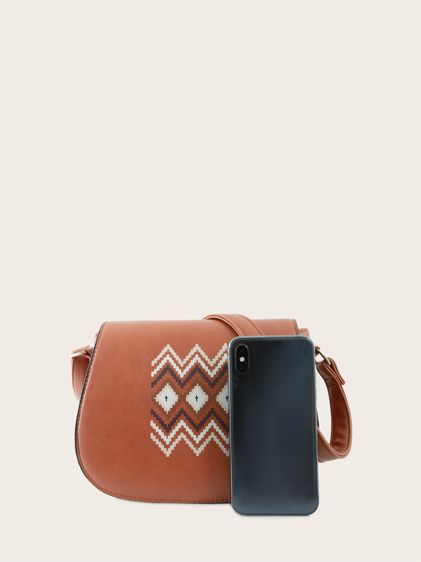 Aztec Patterned Handbag City Small Leather Crossbody Messenger Bag with Shoulder Strap Aztec Design Purse