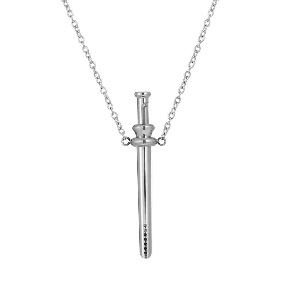 Personality Grab Tool Spring Tube Pendant Stainless Steel Necklace